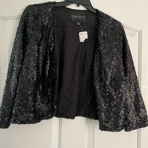 Black sequin crop jacket 3x